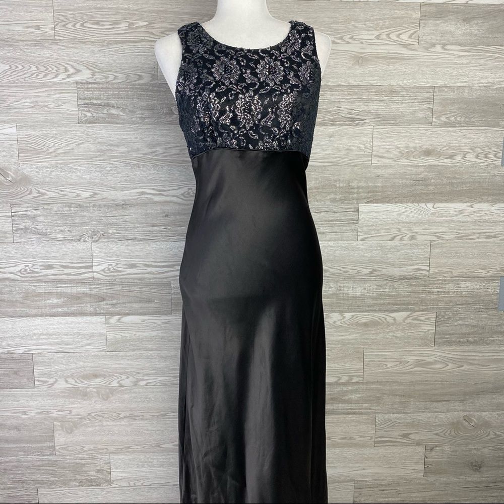 All That Jazz VTG Black Silver long Gown Dress